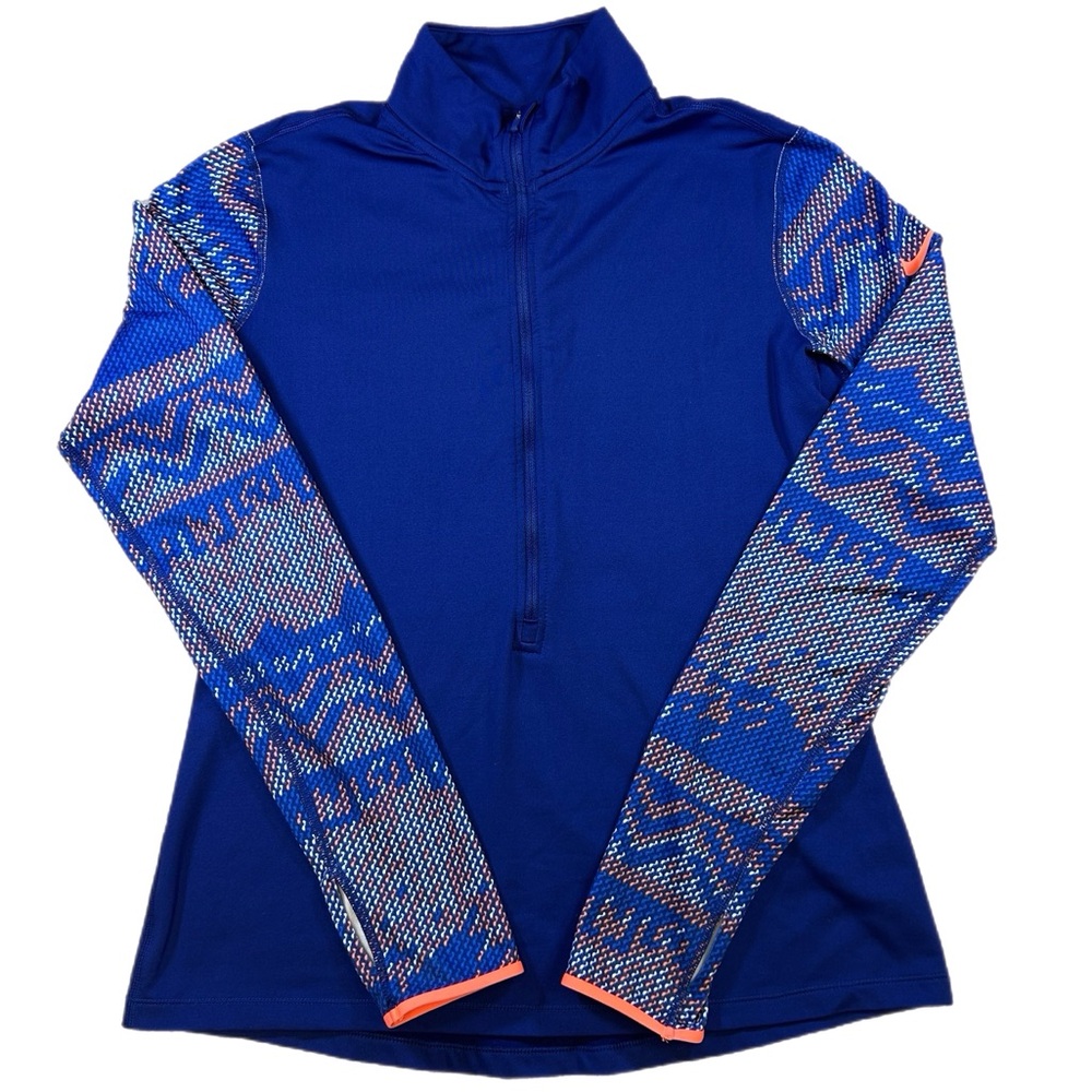 Nike Pro Dri-Fit Shirt Womens L Blue Nordic Sleeve 1/2-Zip Pullover